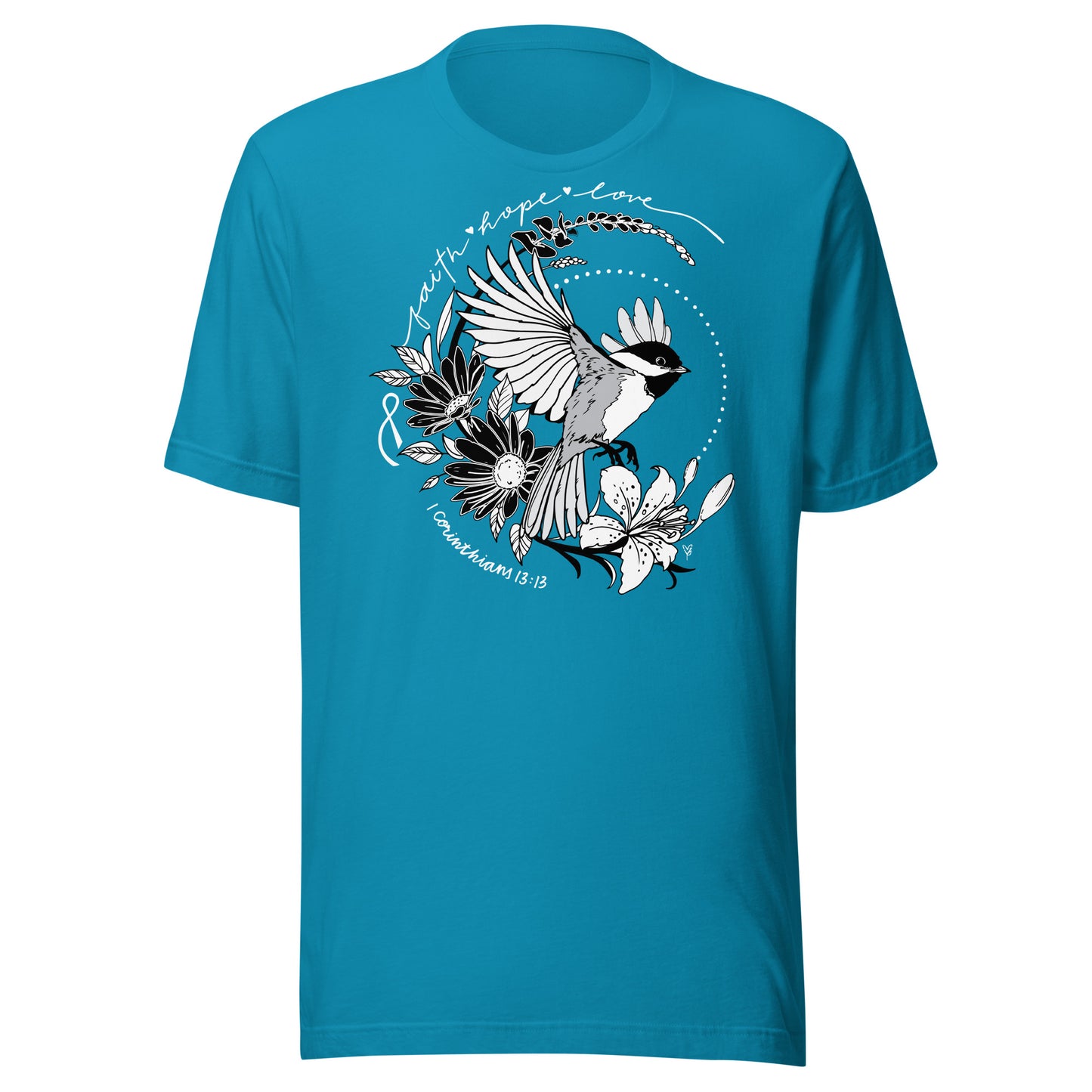T-SHIRT: Chickadee - Faith Hope Love (FUNDRAISER for Melisa's Mom!) (Darker Colored Shirt)